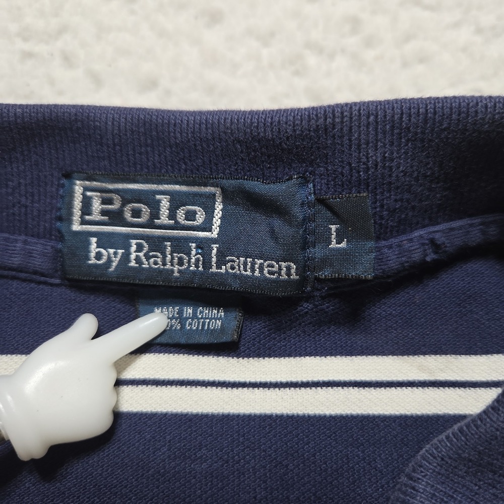 Vintage Polo Ralph Lauren Polo Shirt Mens‎ Large Striped Short Sleeve Preppy - Picture 2 of 6